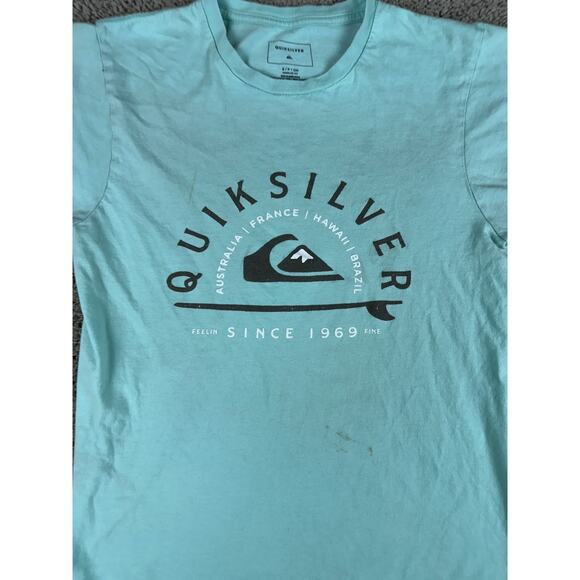 Quiksilver Shirt Womens Small Teal Black Mountain And Wave Short Sleeve READ - Picture 3 of 10